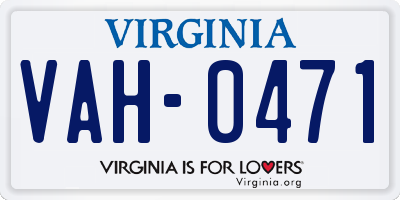 VA license plate VAH0471