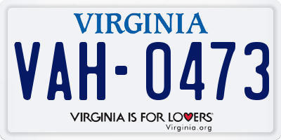 VA license plate VAH0473