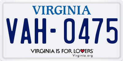 VA license plate VAH0475