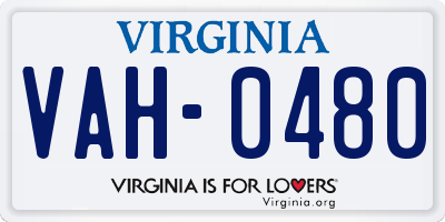 VA license plate VAH0480