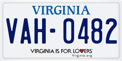 VA license plate VAH0482