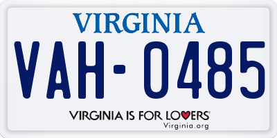 VA license plate VAH0485