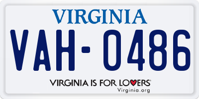 VA license plate VAH0486
