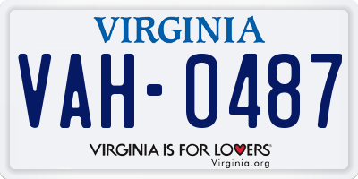 VA license plate VAH0487