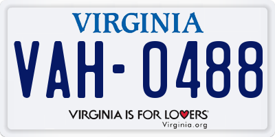 VA license plate VAH0488