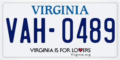 VA license plate VAH0489