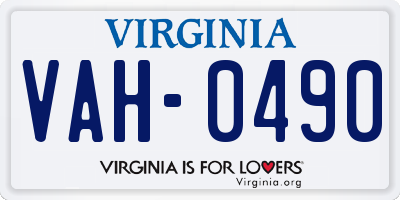 VA license plate VAH0490