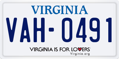 VA license plate VAH0491