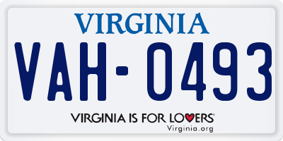 VA license plate VAH0493