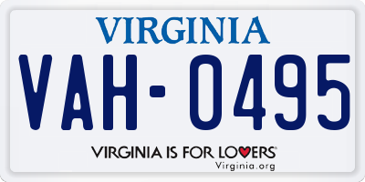 VA license plate VAH0495