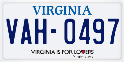 VA license plate VAH0497