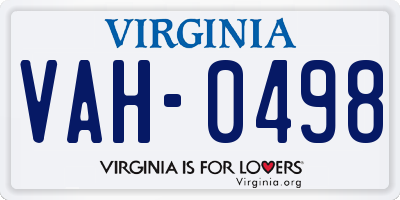VA license plate VAH0498