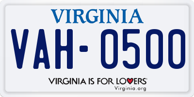 VA license plate VAH0500