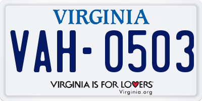 VA license plate VAH0503
