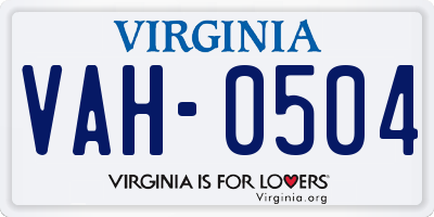 VA license plate VAH0504