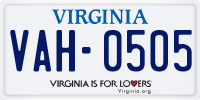 VA license plate VAH0505