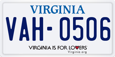 VA license plate VAH0506