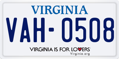 VA license plate VAH0508