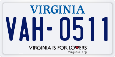 VA license plate VAH0511