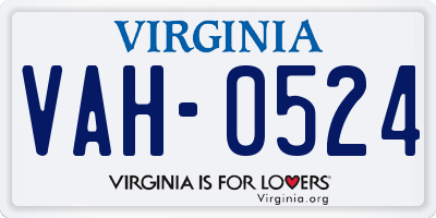 VA license plate VAH0524