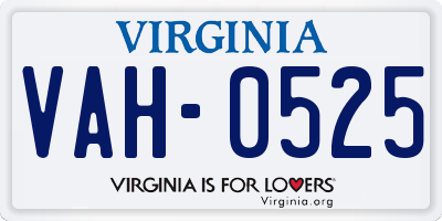 VA license plate VAH0525