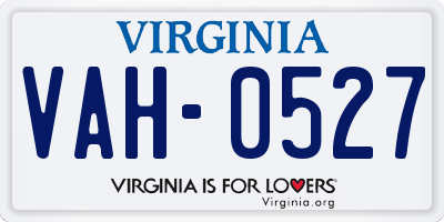 VA license plate VAH0527