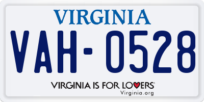VA license plate VAH0528
