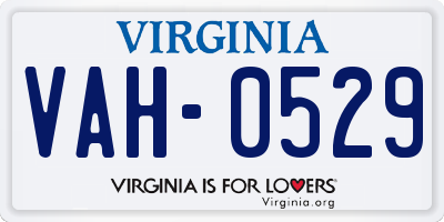 VA license plate VAH0529