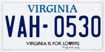 VA license plate VAH0530
