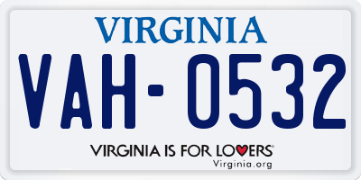 VA license plate VAH0532