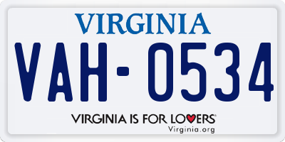 VA license plate VAH0534