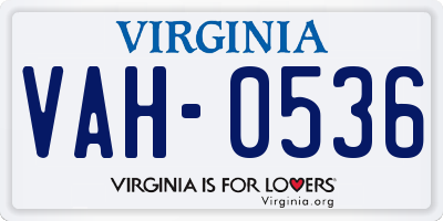 VA license plate VAH0536