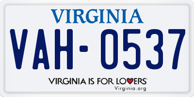 VA license plate VAH0537