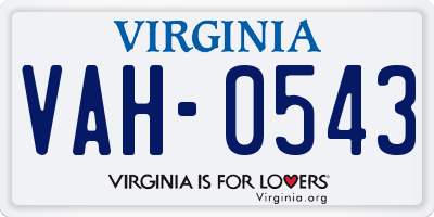 VA license plate VAH0543
