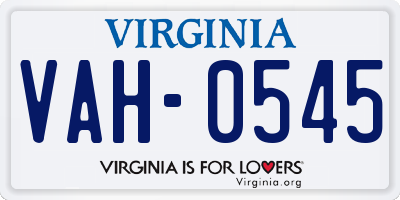 VA license plate VAH0545