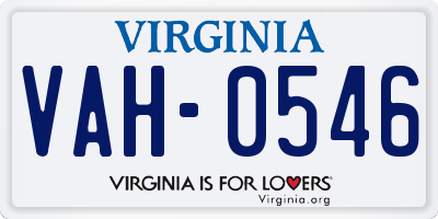 VA license plate VAH0546