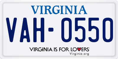 VA license plate VAH0550