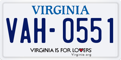 VA license plate VAH0551