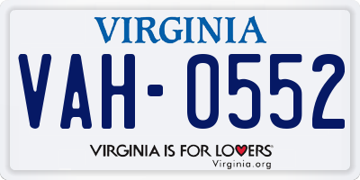 VA license plate VAH0552