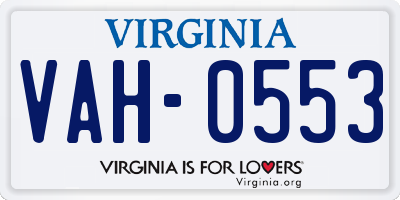 VA license plate VAH0553