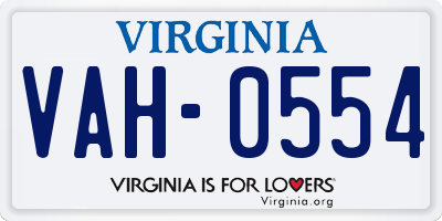 VA license plate VAH0554