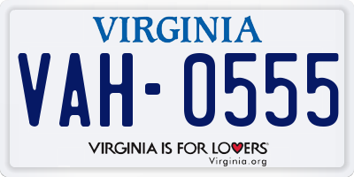 VA license plate VAH0555