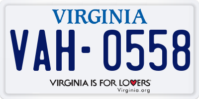 VA license plate VAH0558
