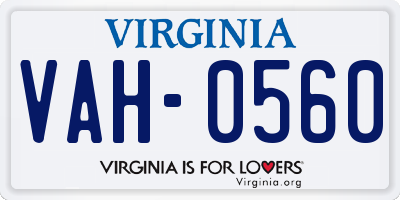 VA license plate VAH0560