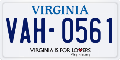 VA license plate VAH0561