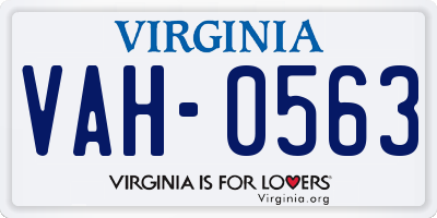 VA license plate VAH0563