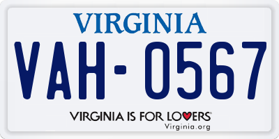 VA license plate VAH0567