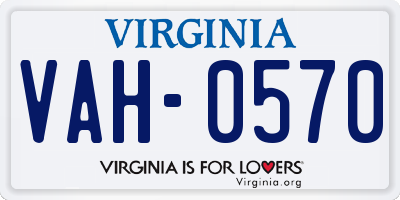 VA license plate VAH0570