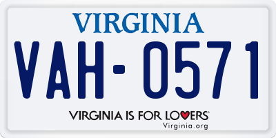 VA license plate VAH0571