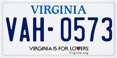 VA license plate VAH0573